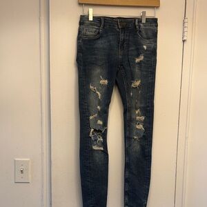 Zara Women's Skinny Jeans - Distressed Blue